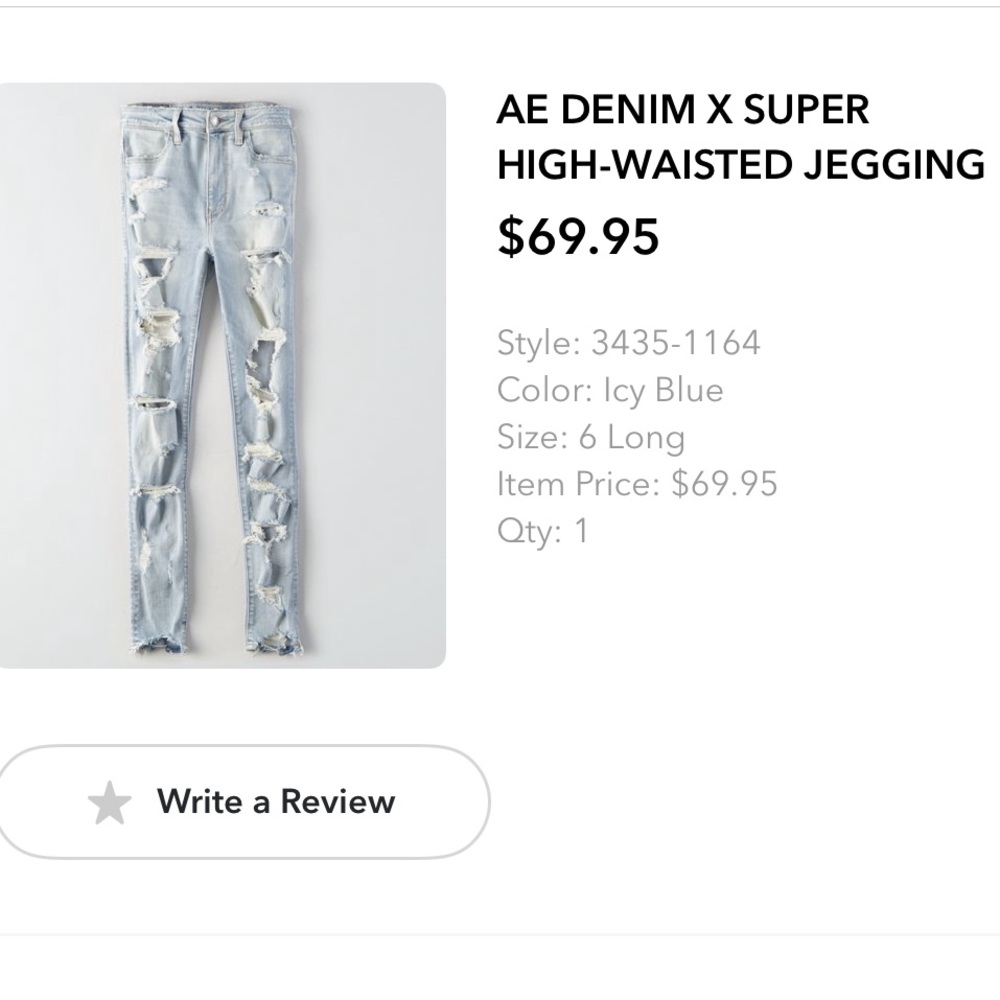 American Eagle Distressed Jeggings 6 long